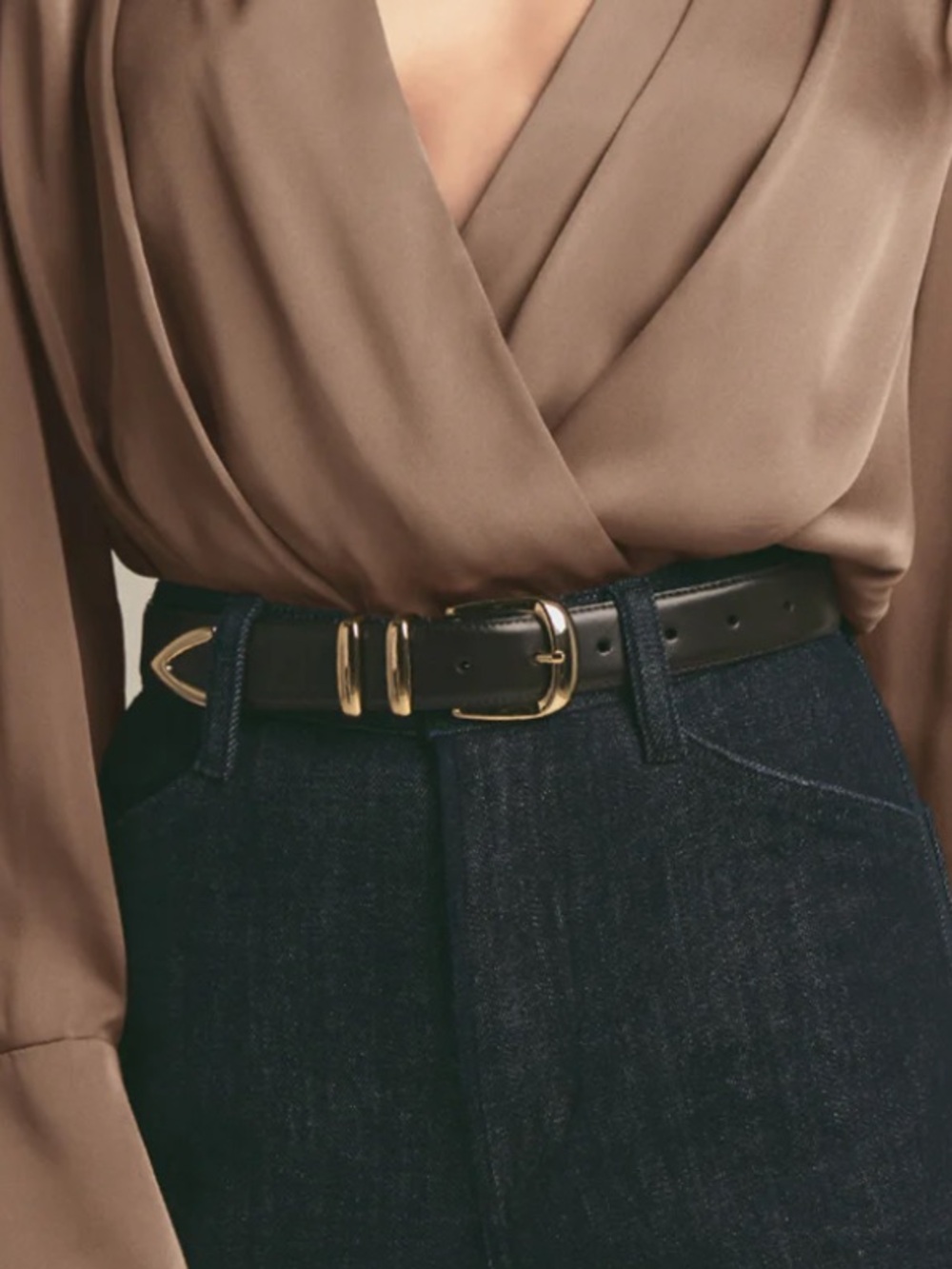 Favorite Daughter Black Belt with Gold Buckle Accents